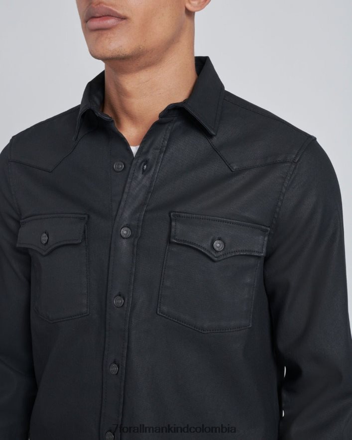 vestir 7 for All Mankind camisa revestida en negro JBNRD577